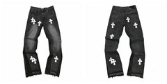 Gallery Dept Black Multi‑Cross Embroidered Jeans