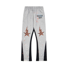 Gallery Dept Heather Grey Checkered Star Flare Sweatpants