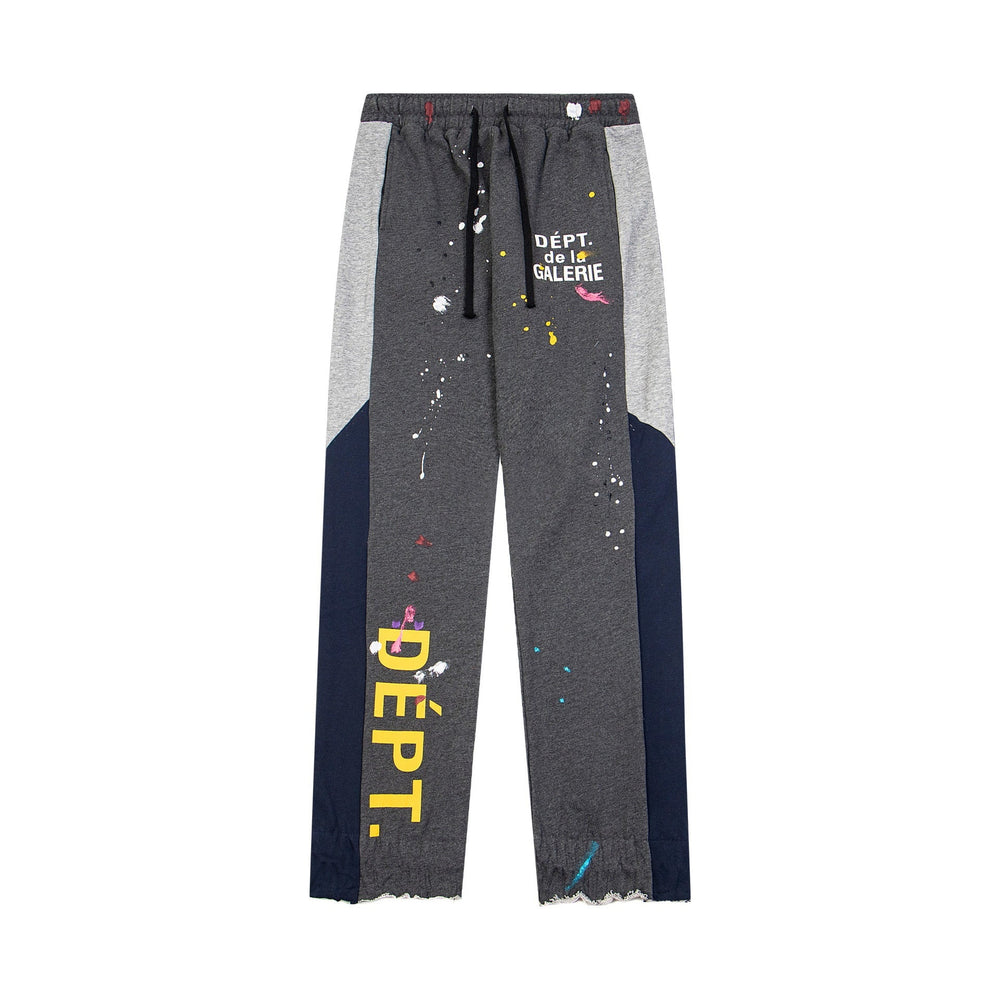 Gallery Dept Dark Heather Grey Frayed Hem Logo Splatter Flare