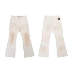Gallery Dept Cream Stained Biker Flare Jeans