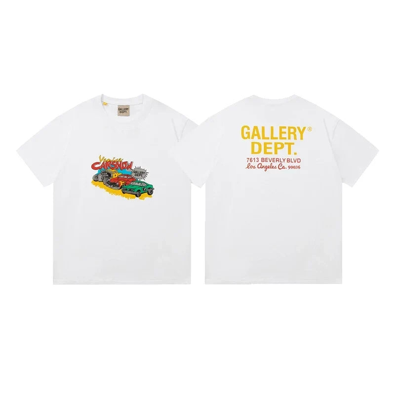 GALLERY DEPT CAR SHOW GRAPHIC WHITE SHORT SLEEVE TEE