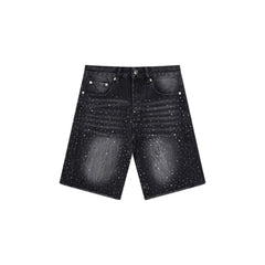 GALLERY DEPT RHINESTONE BLACK DENIM JORT SHORTS