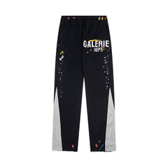 Gallery Dept Black Contrast Side Panel Logo Print Flare Sweatpants