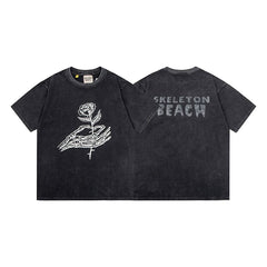 Gallery Dept Skeleton Beach Skeleton Hand Rose Vintage Wash Tee