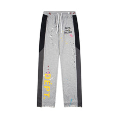 Gallery Dept Grey Frayed Hem Logo Splatter Flare Sweatpants