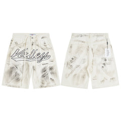 Vale Forever Off White Vintage Graffiti Denim Shorts