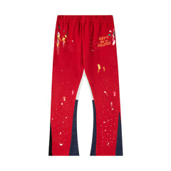 Gallery Dept Red Paint Drip Split Panel Flare Sweatpants