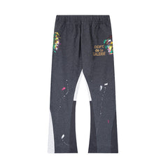 Gallery Dept Heather Grey Tiny Splash Multi Tone Inset Flare Sweatpants