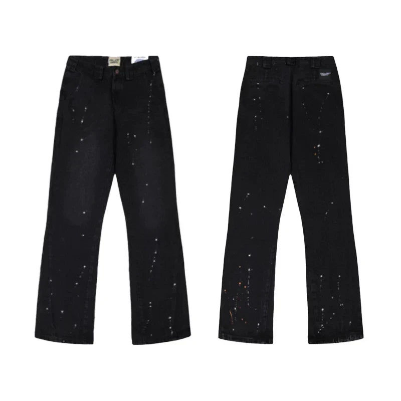 Gallery Dept Black Paint‑Speck Straight Jeans