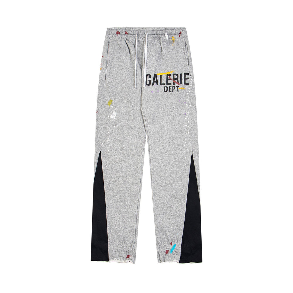 Gallery Dept  Grey Contrast Side Panel Logo Print Flare Sweatpants