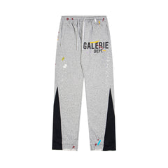 Gallery Dept  Grey Contrast Side Panel Logo Print Flare Sweatpants