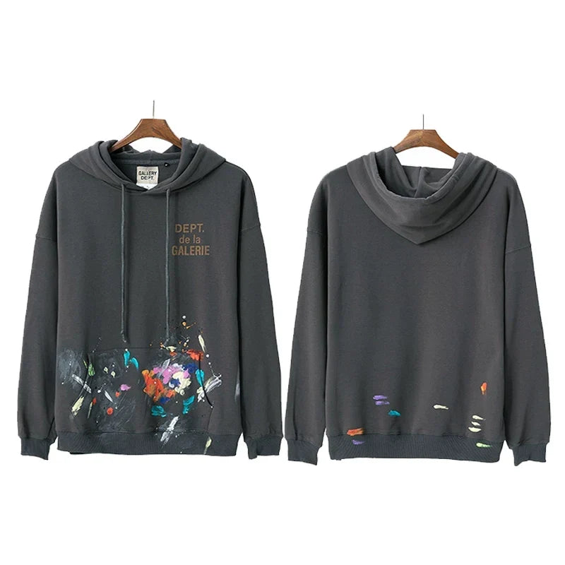 GALLERY DEPT PAINT SPLATTER HOODIE BLACK