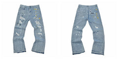 Gallery Dept Multi‑Mark Distressed Paint Jeans