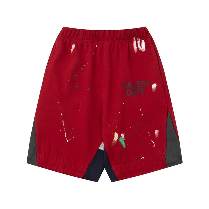 GALLERY DEPT PAINT SPLATTER PRINT RED COTTON SHORTS