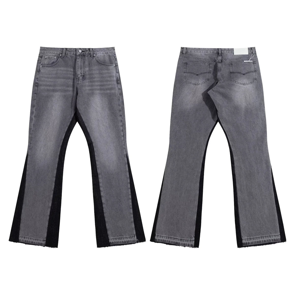 Gallery Dept Black‑Side‑Panel Grey Flare Jeans