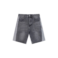 GALLERY DEPT RHINESTONE SIDE PANEL GREY DENIM SHORTS