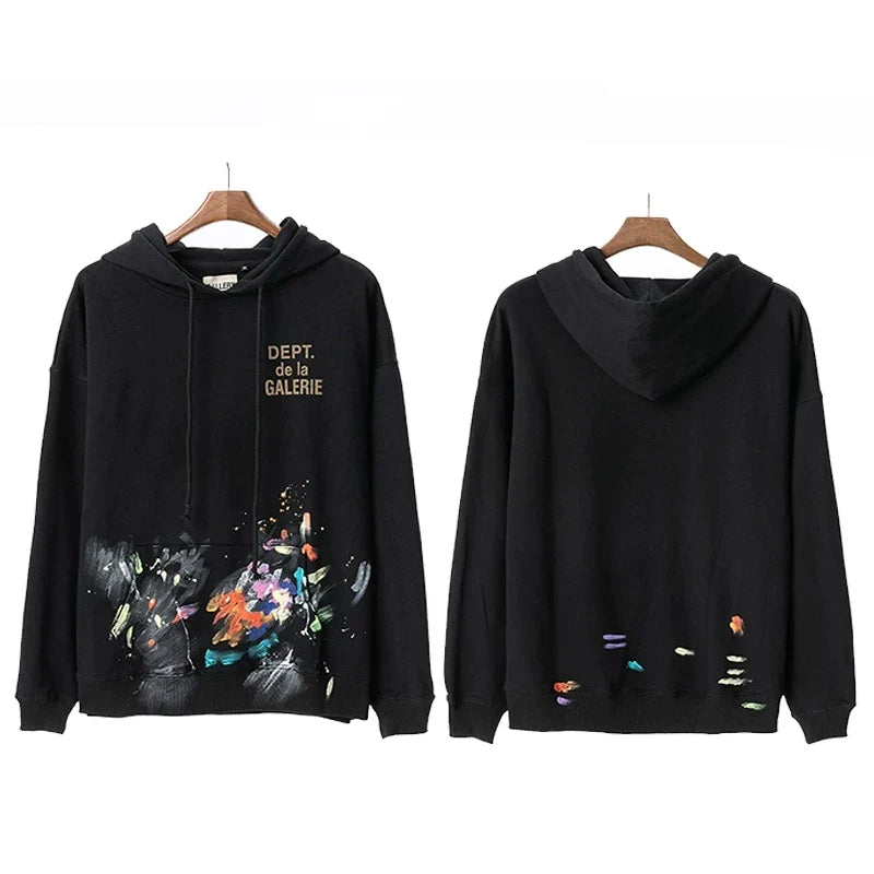 GALLERY DEPT PAINT SPLATTER HOODIE BLACK