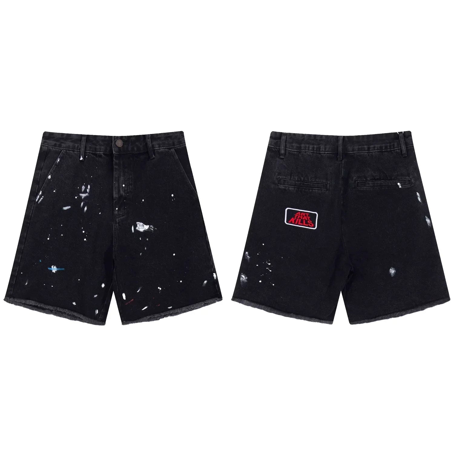 Gallery Dept Black Paint‑Splatter Denim Shorts
